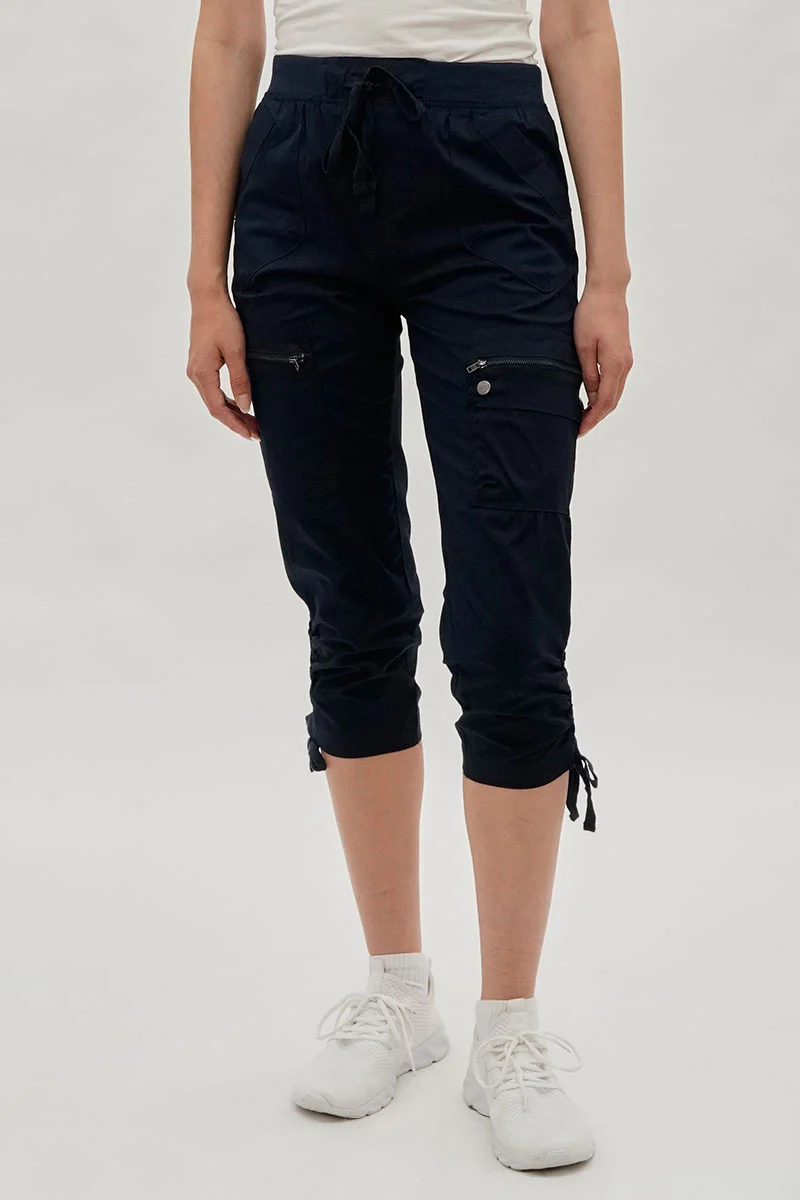International INC Company Tie Waist Cargo Capris - Navy