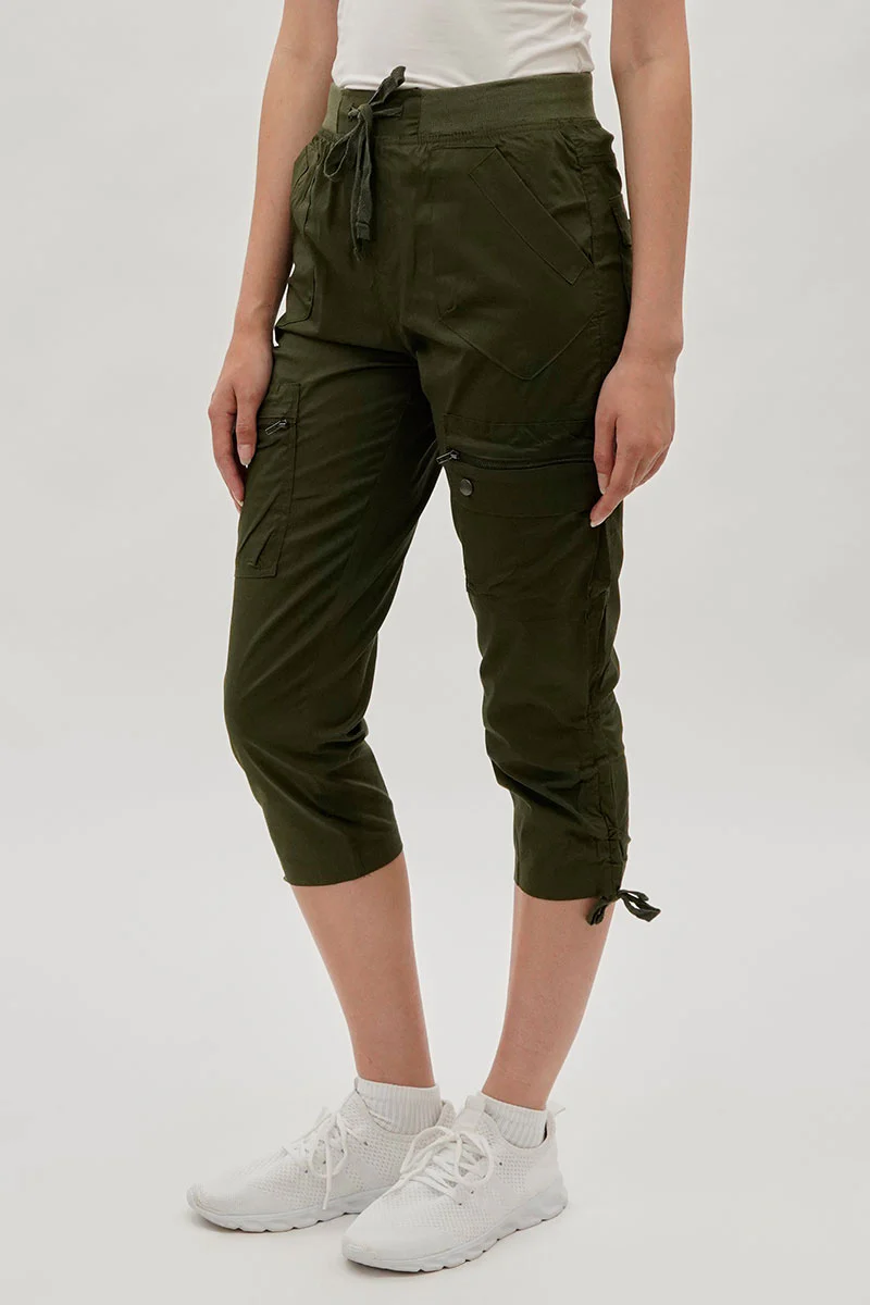 International INC Company Tie Waist Cargo Capris - Olive - Image 2