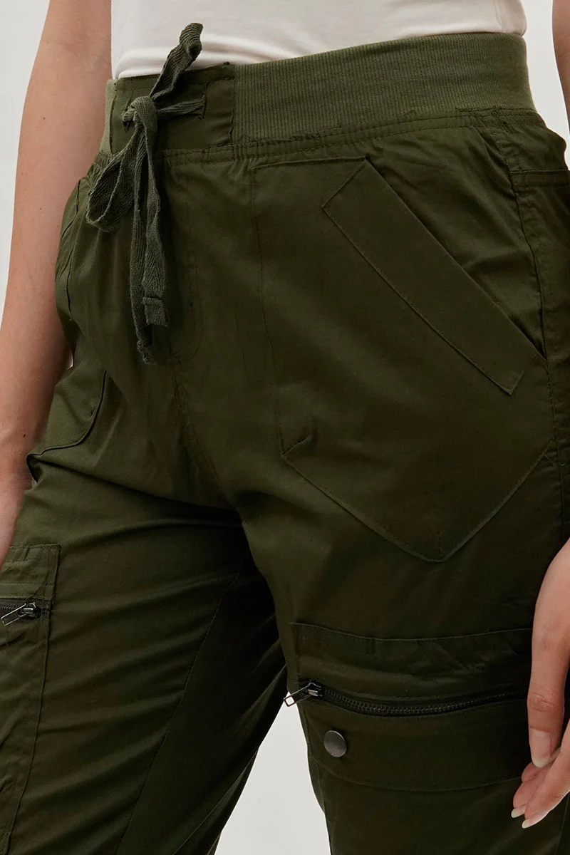 International INC Company Tie Waist Cargo Capris - Olive - Image 4