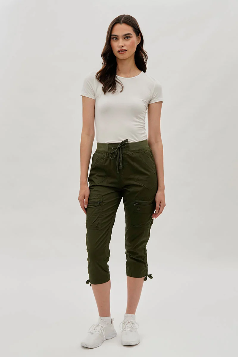 International INC Company Tie Waist Cargo Capris - Olive - Image 5