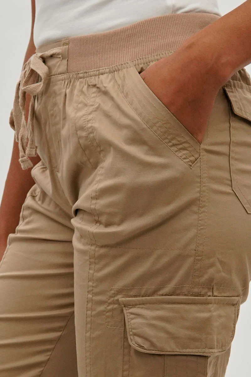 International INC Company Tie Waist Cargo Capris - Beige - Image 4