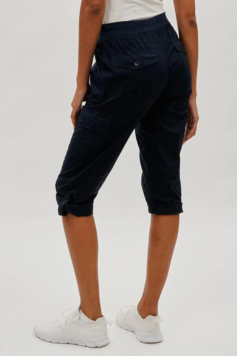 International INC Company Tie Waist Cargo Capris - Navy - Image 3