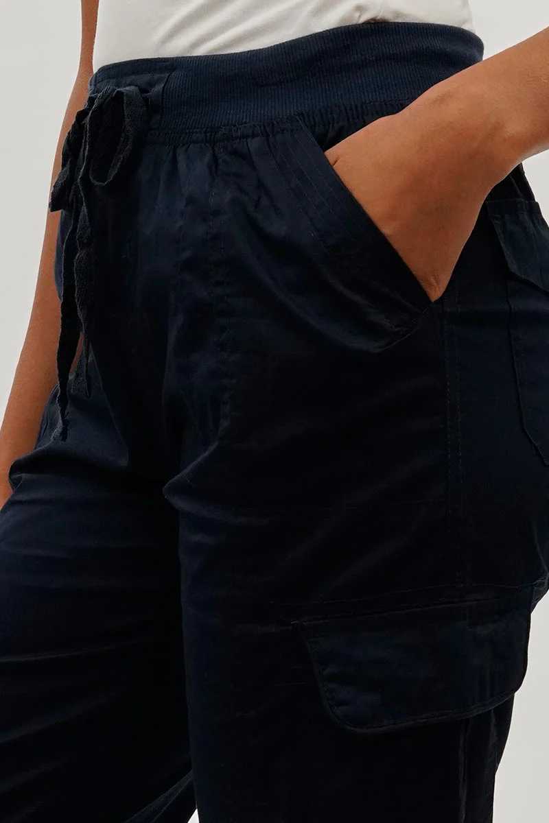 International INC Company Tie Waist Cargo Capris - Navy - Image 4