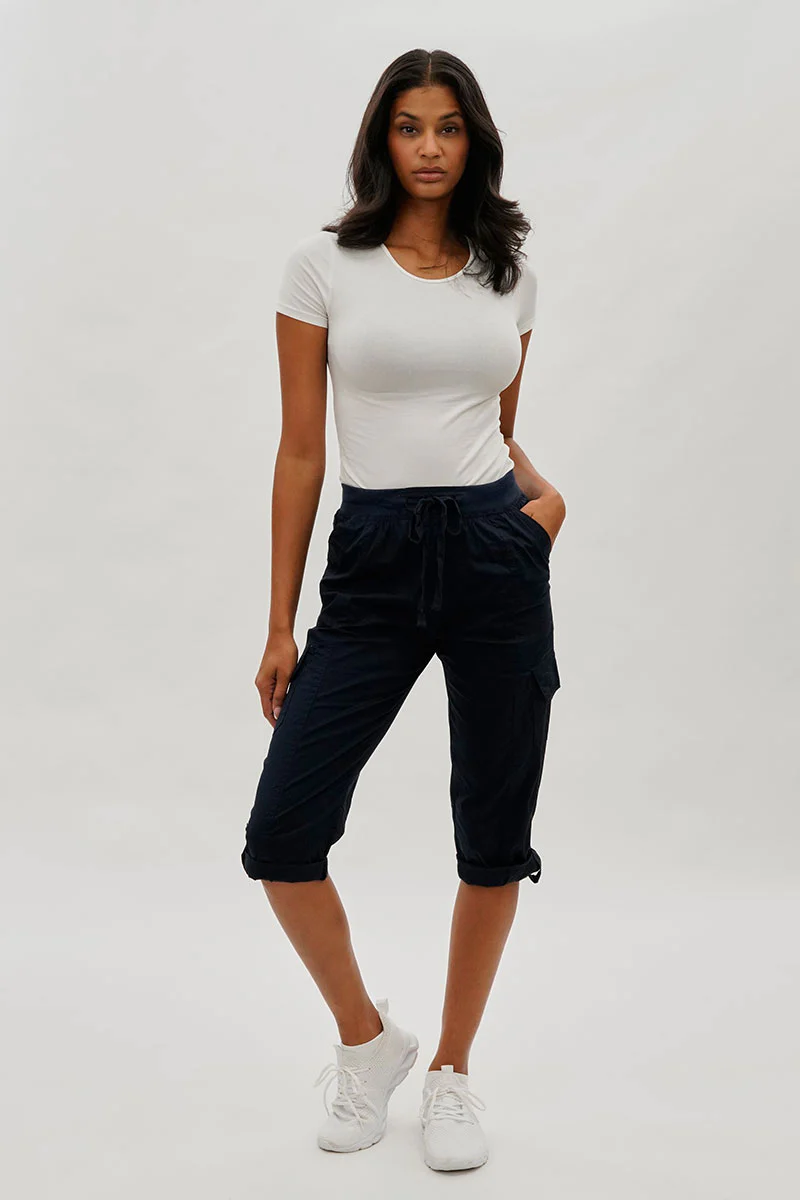 International INC Company Tie Waist Cargo Capris - Navy - Image 5