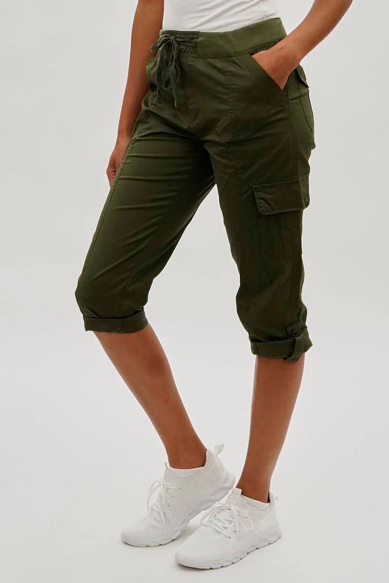 International INC Company Tie Waist Cargo Capris - Olive - Image 2