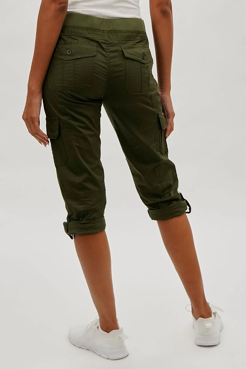 International INC Company Tie Waist Cargo Capris - Olive - Image 3