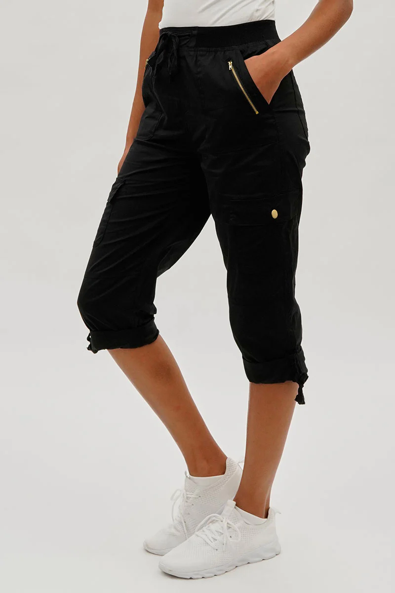 International INC Company Drawstring Cargo Capris - Black - Image 2