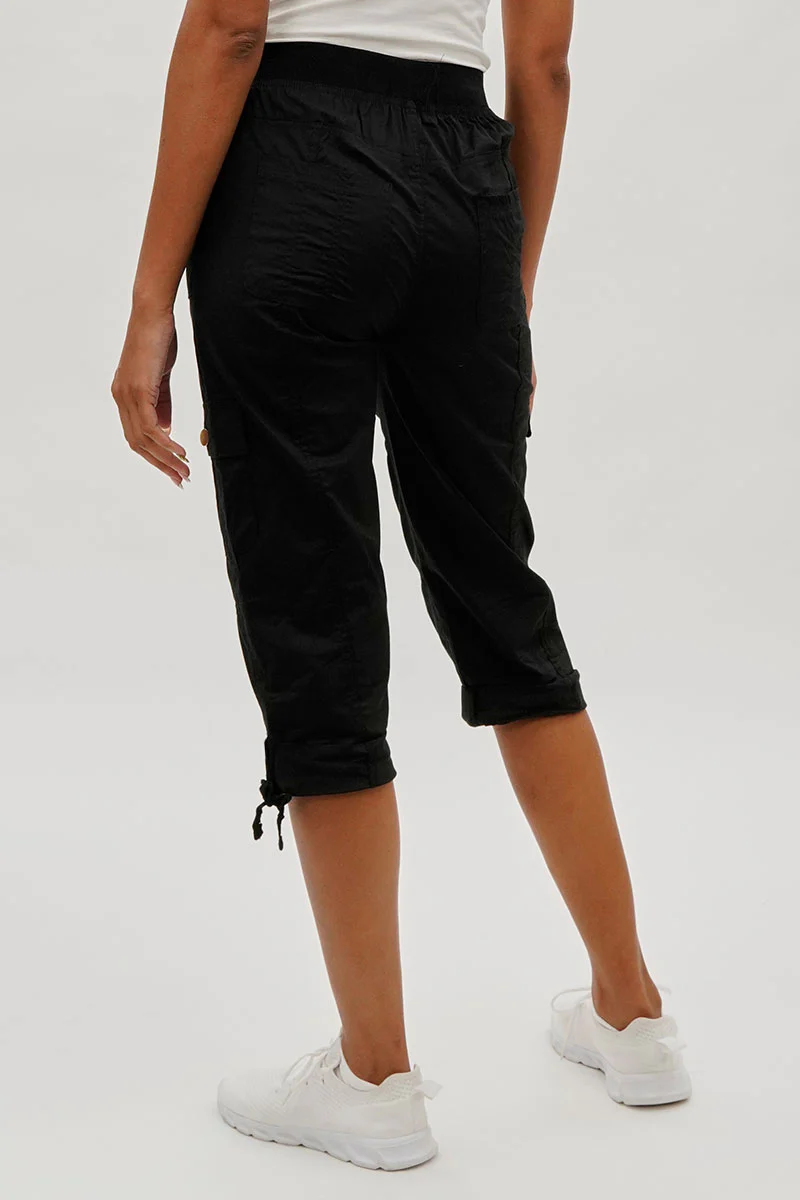 International INC Company Drawstring Cargo Capris - Black - Image 3