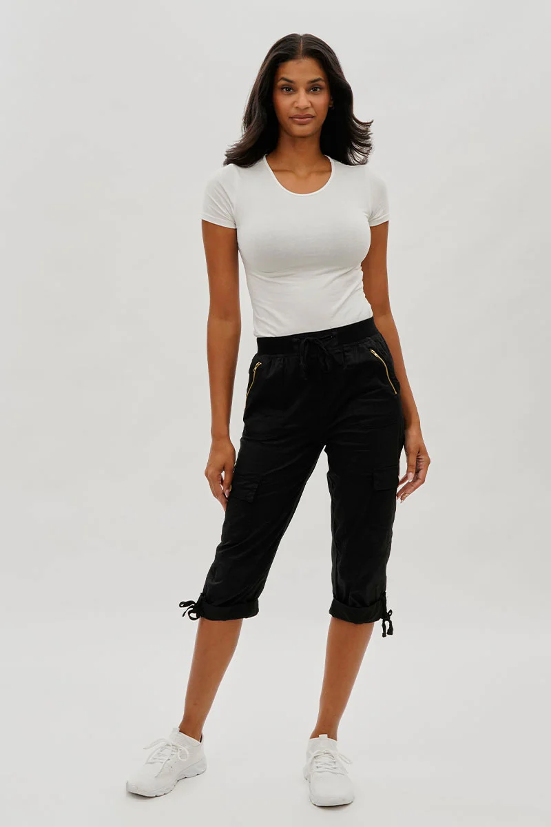 International INC Company Drawstring Cargo Capris - Black - Image 5