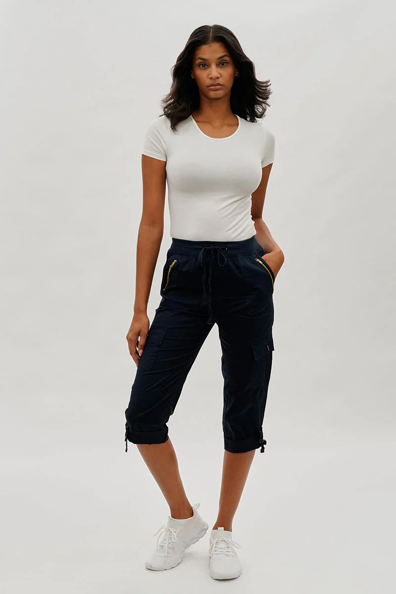 International INC Company Drawstring Cargo Capris - Navy - Image 5