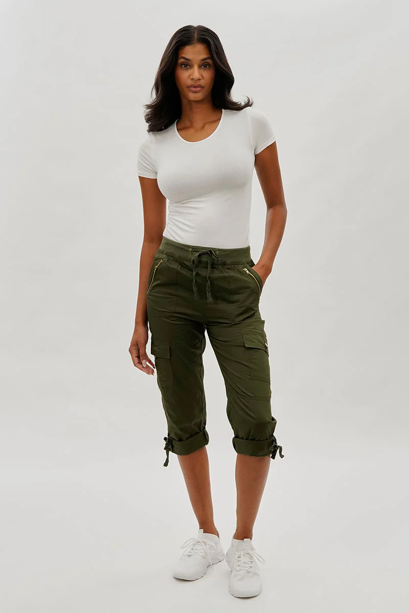 International INC Company Drawstring Cargo Capris - Olive - Image 5
