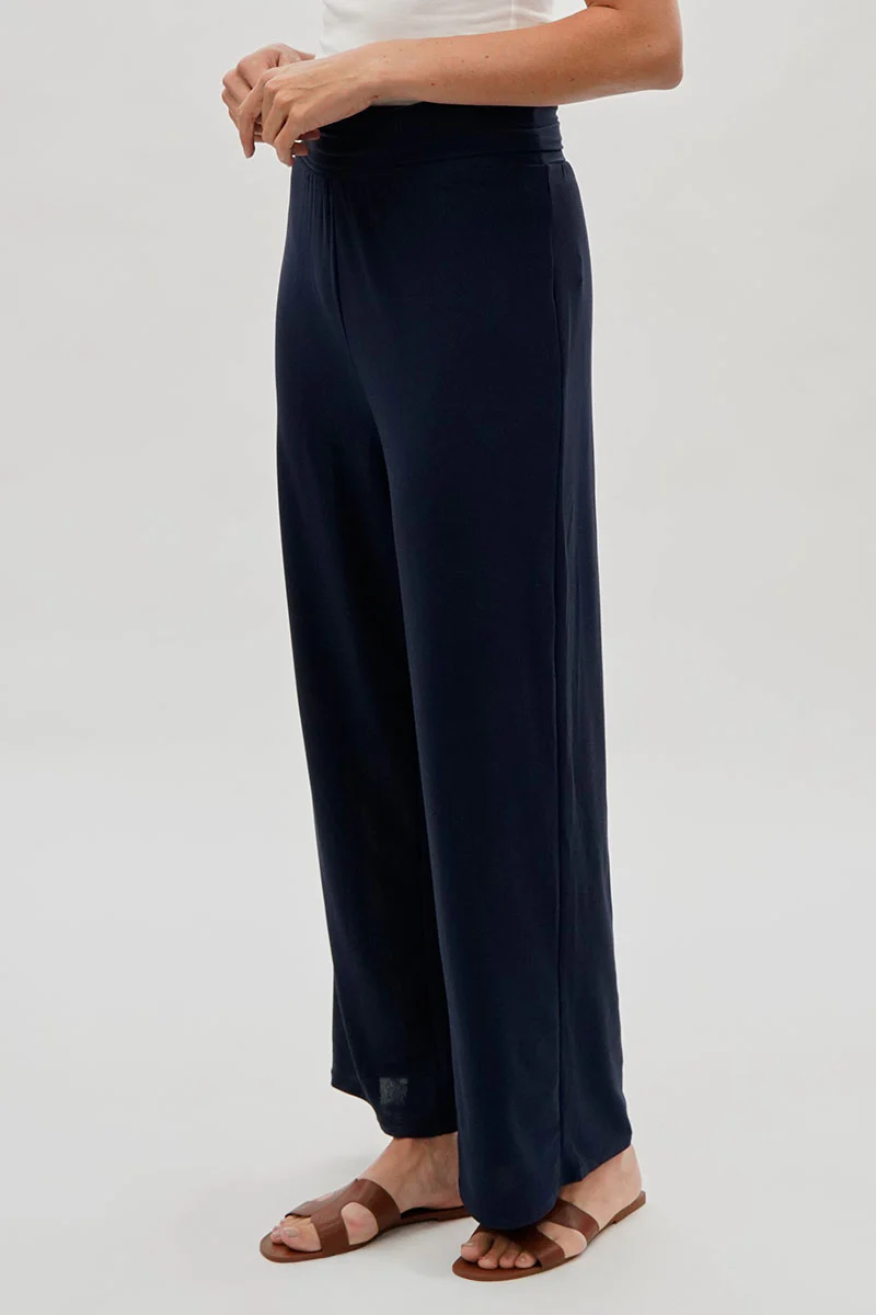 Costa Blanca Wide Leg Fold Over Pants - Navy - Image 2