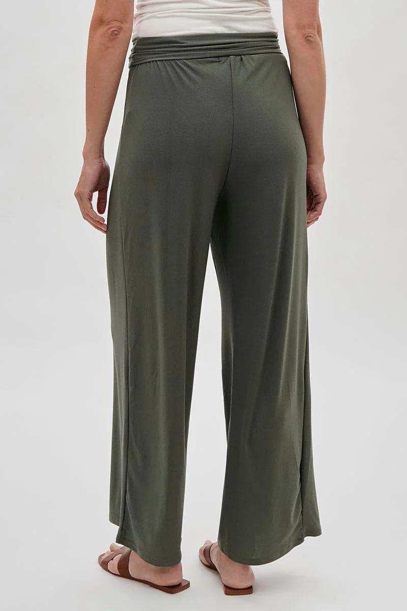 Costa Blanca Wide Leg Fold Over Pants - Olive - Image 3