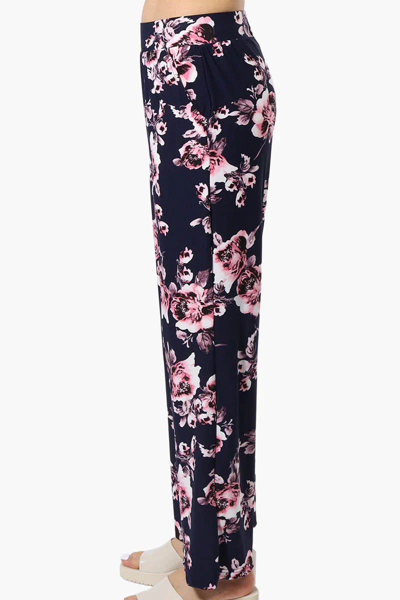 International INC Company Floral Wide Leg Pants - Navy - Image 2