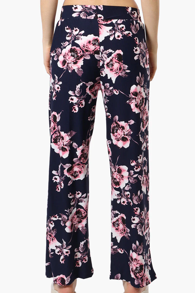 International INC Company Floral Wide Leg Pants - Navy - Image 3