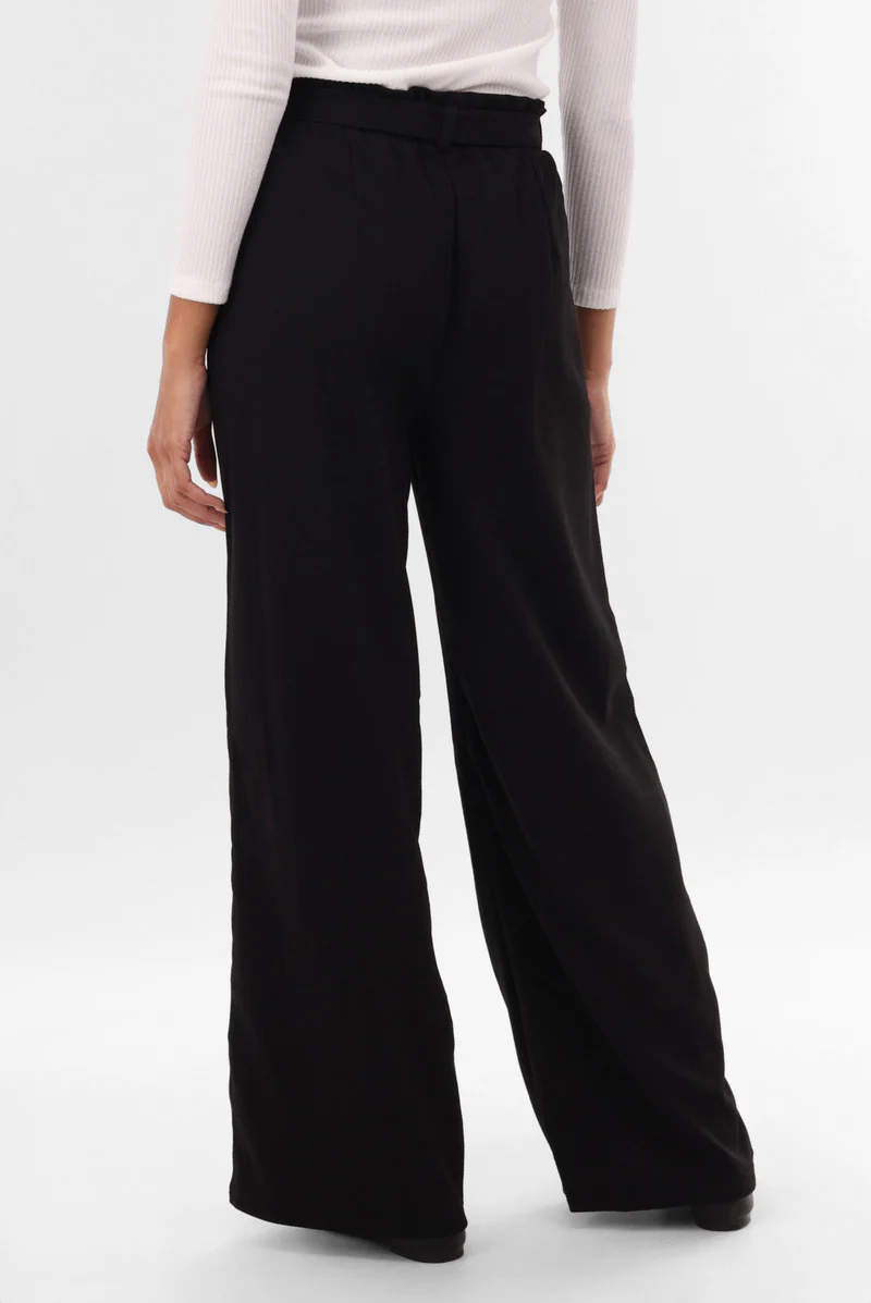 International INC Company Belted Wide Leg Pants - Black - Image 3