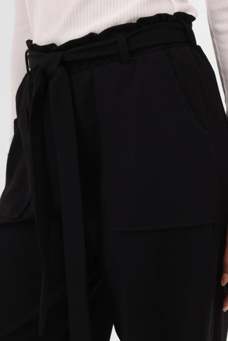 International INC Company Belted Wide Leg Pants - Black - Image 4