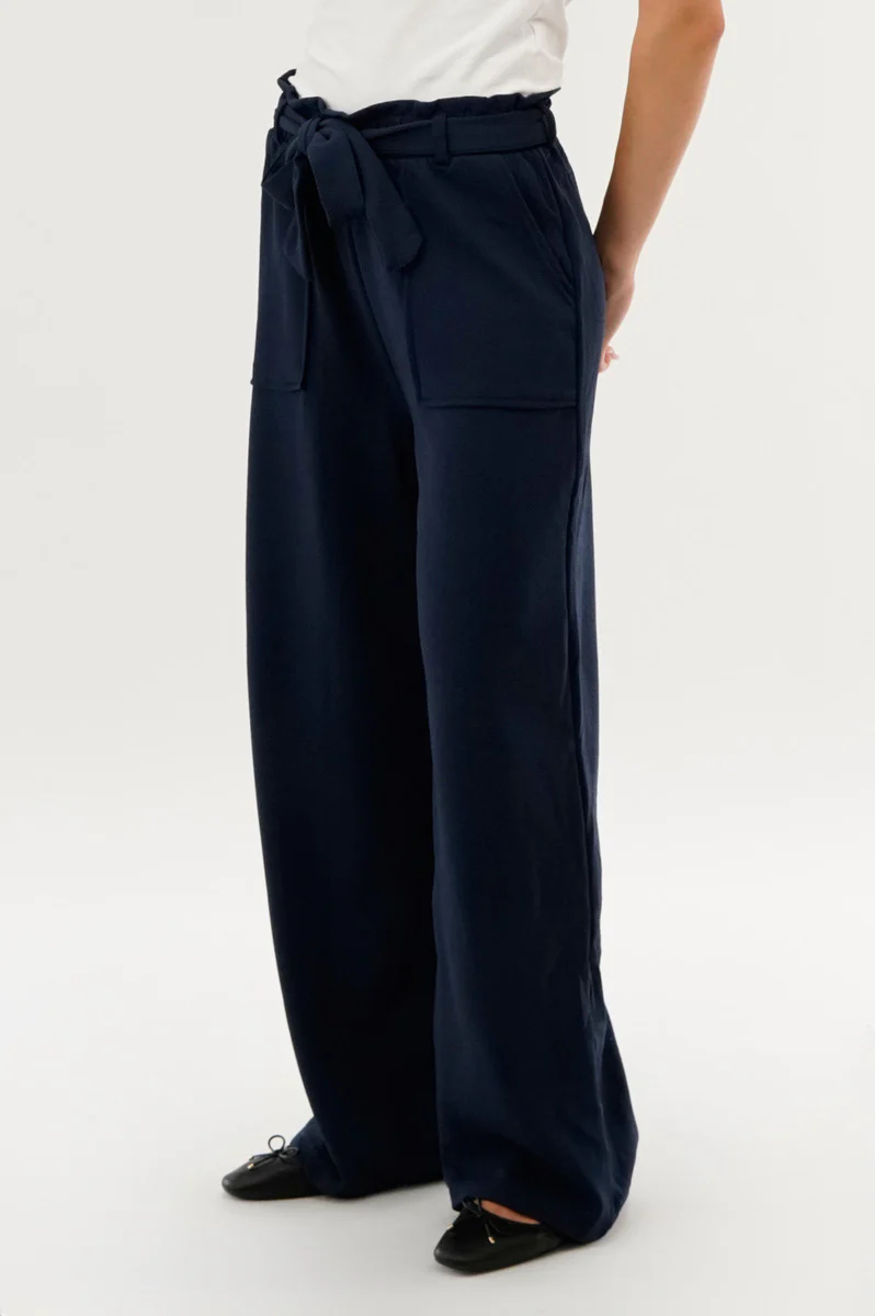 International INC Company Belted Wide Leg Pants - Navy - Image 2