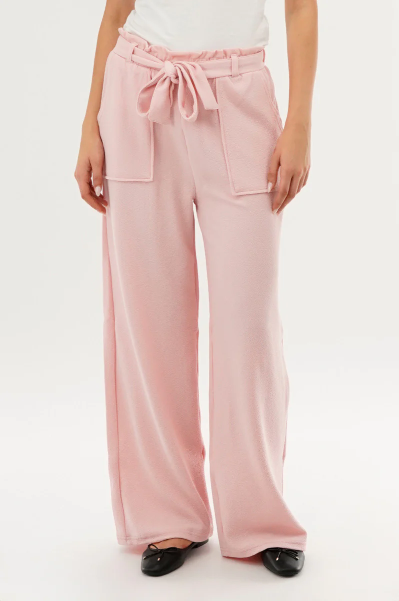 International INC Company Belted Wide Leg Pants - Pink