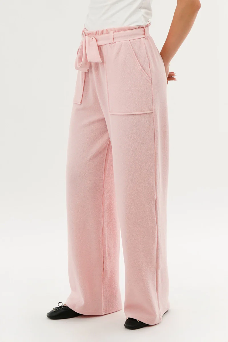 International INC Company Belted Wide Leg Pants - Pink - Image 2
