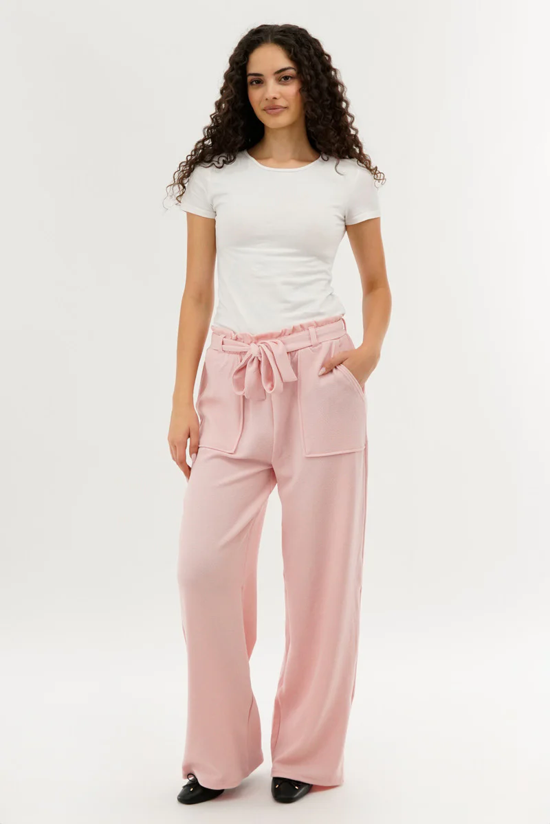 International INC Company Belted Wide Leg Pants - Pink - Image 5