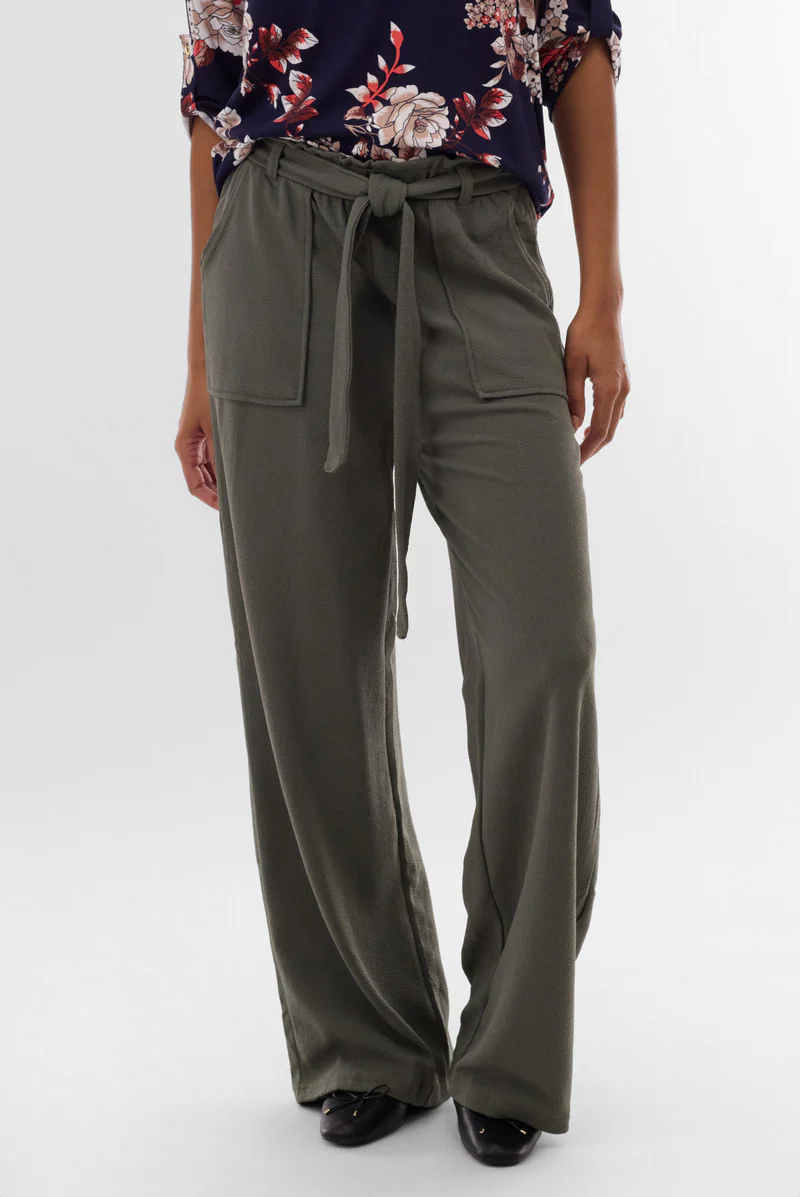 International INC Company Belted Wide Leg Pants - Olive