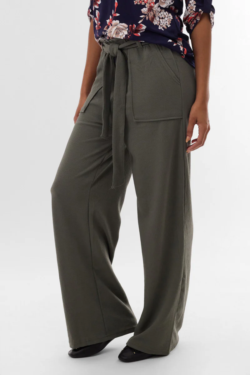 International INC Company Belted Wide Leg Pants - Olive - Image 2