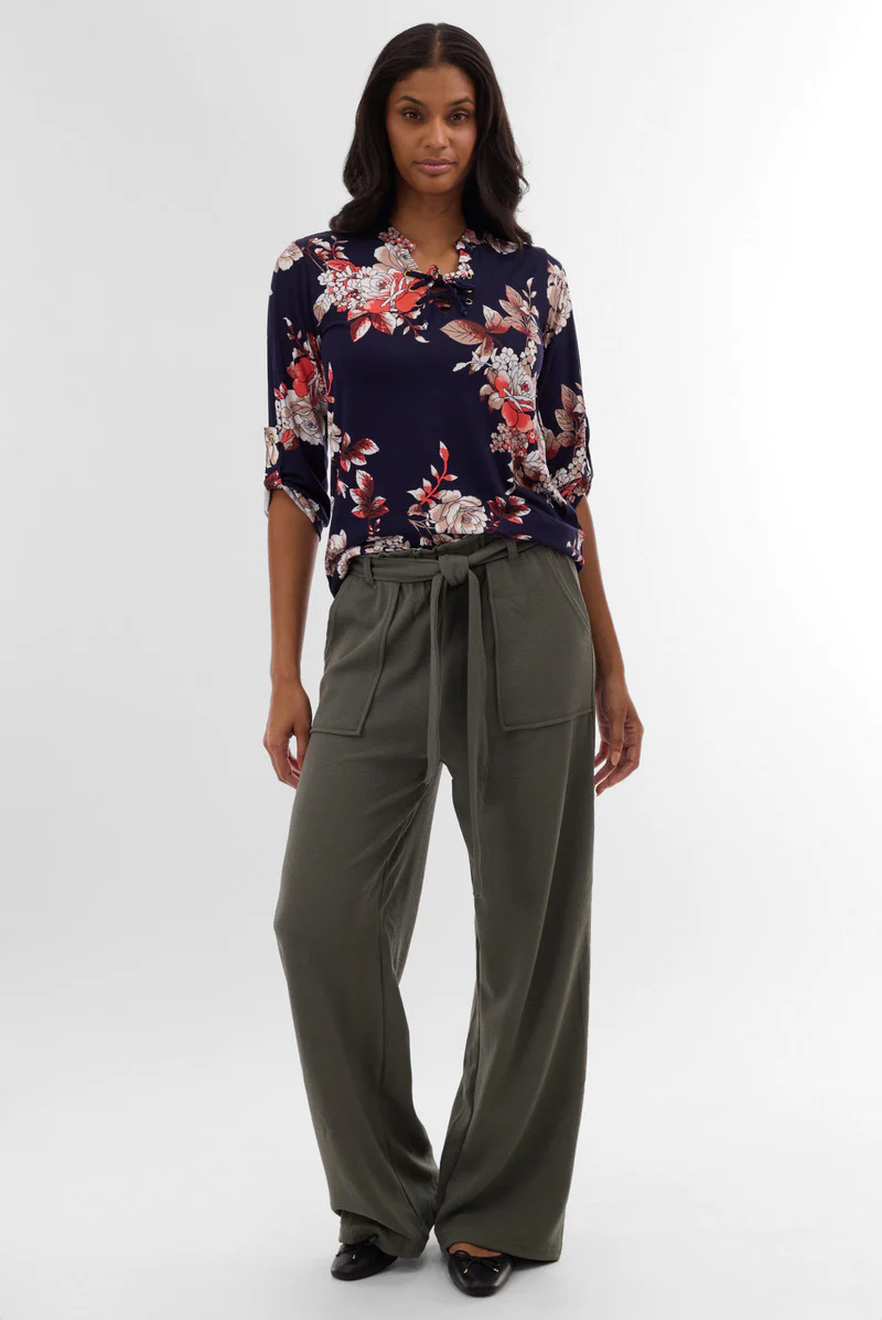International INC Company Belted Wide Leg Pants - Olive - Image 5