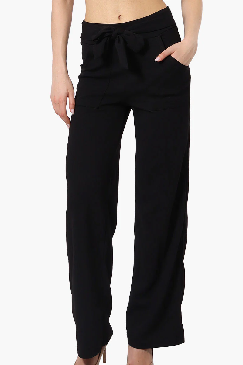 Majora Solid Large Pocket Belted Pants - Black