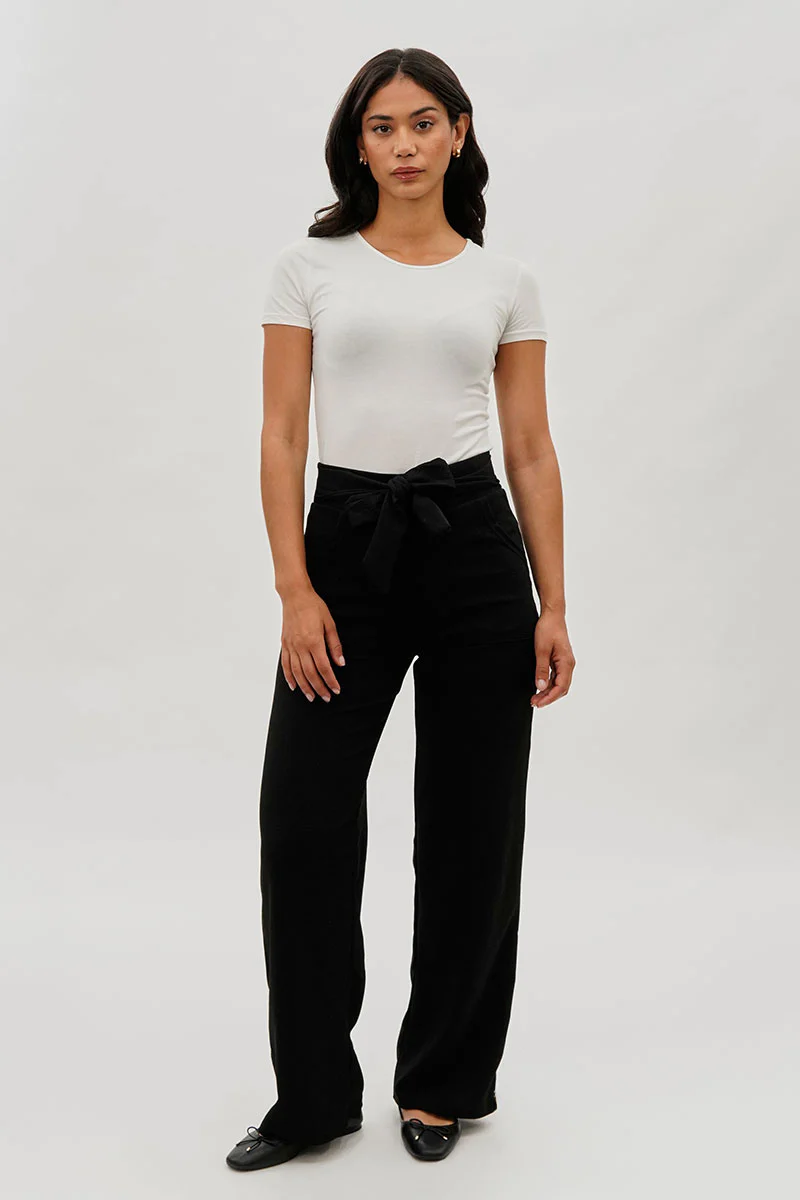 Majora Belted Wide Leg Pants - Black - Image 5