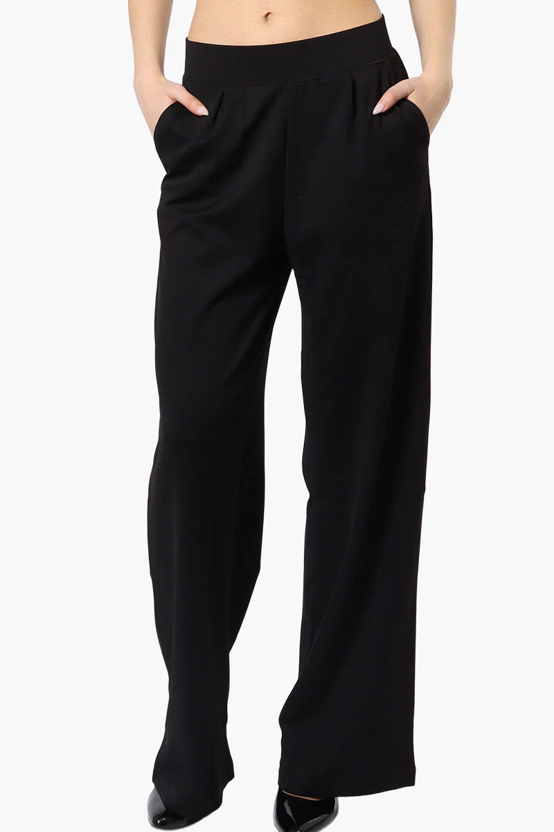 Costa Blanca Pleated Wide Leg Pants - Black