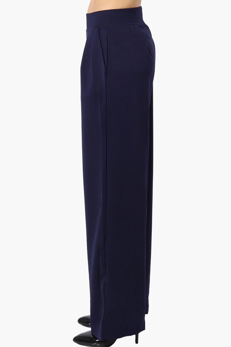 Costa Blanca Pleated Wide Leg Pants - Navy - Image 2