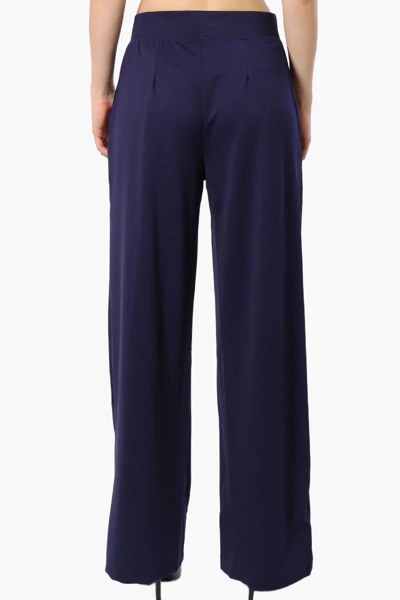 Costa Blanca Pleated Wide Leg Pants - Navy - Image 3