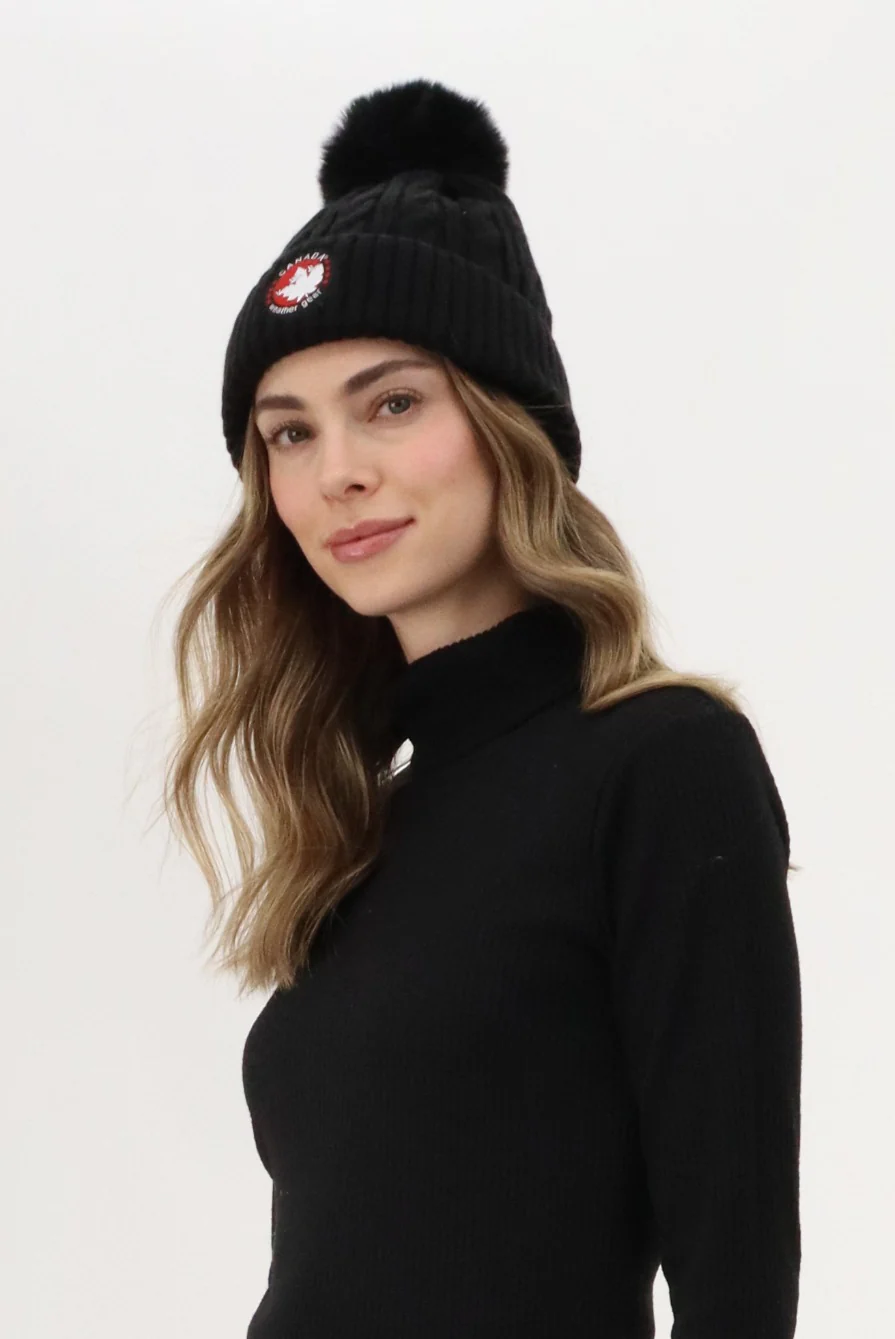 Canada Weather Gear Gloves and Pom Pom Hat - Black - Image 2