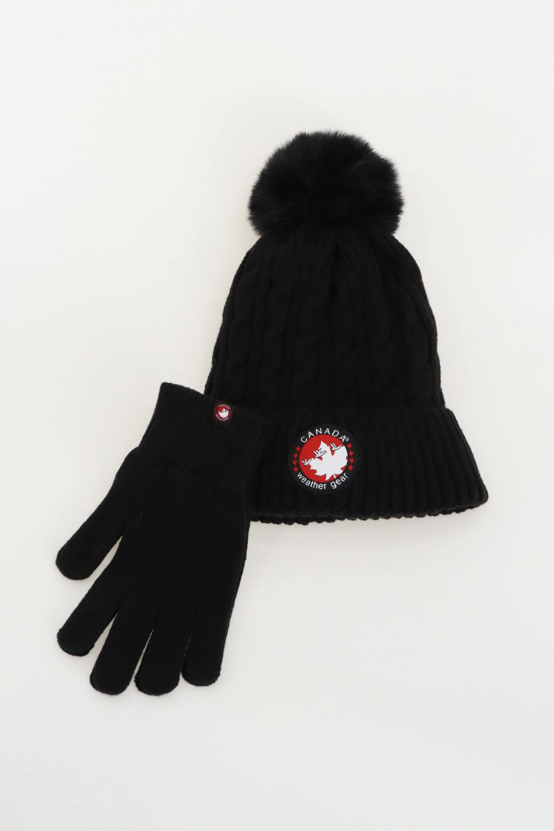 Canada Weather Gear Gloves and Pom Pom Hat - Black - Image 4