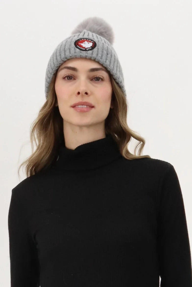 Canada Weather Gear Gloves and Pom Pom Hat - Grey