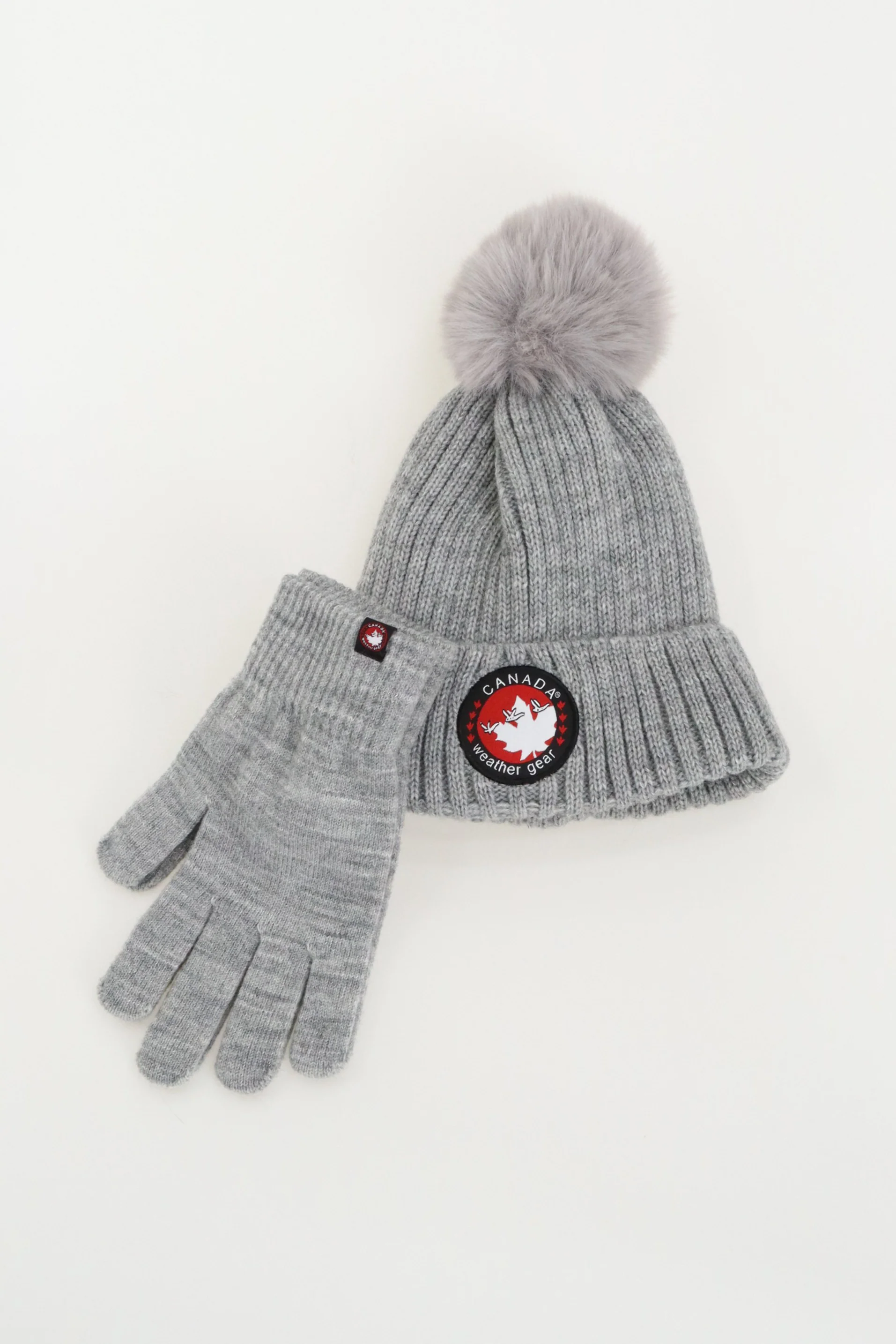 Canada Weather Gear Gloves and Pom Pom Hat - Grey - Image 4