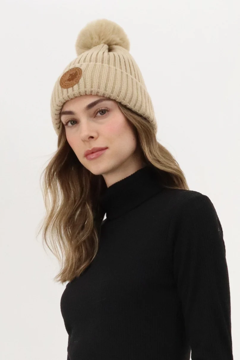 Canada Weather Gear Gloves and Pom Pom Hat - Taupe - Image 2