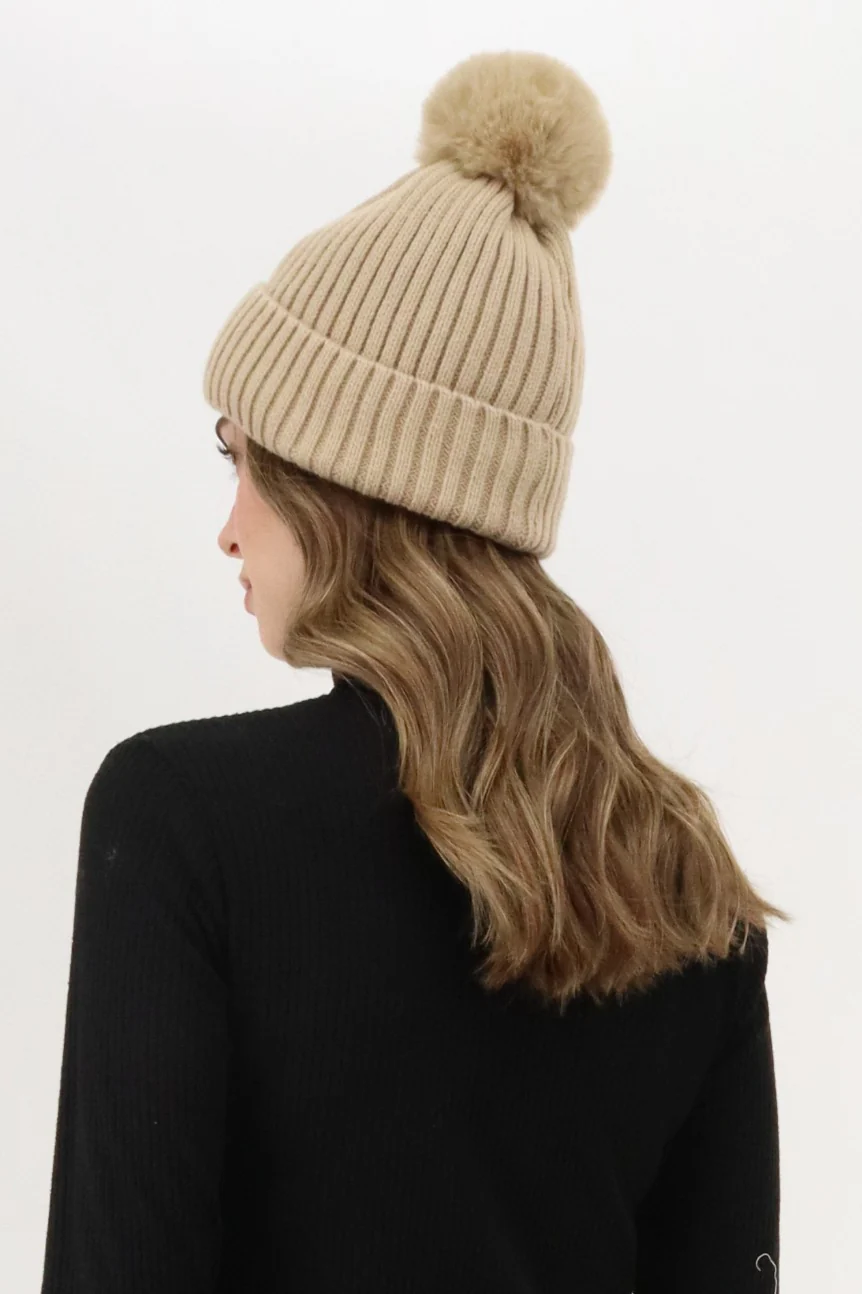 Canada Weather Gear Gloves and Pom Pom Hat - Taupe - Image 3