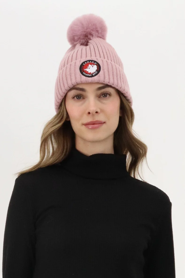Canada Weather Gear Gloves and Pom Pom Hat - Pink