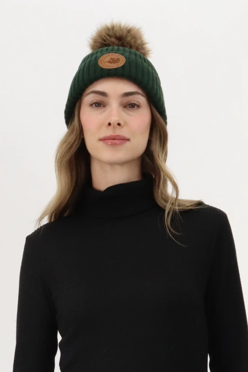 Canada Weather Gear Gloves and Pom Pom Hat - Green