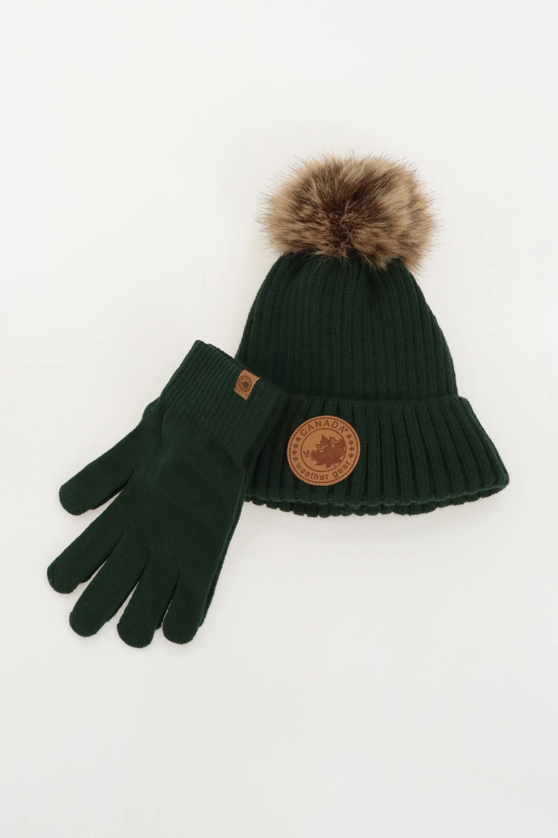 Canada Weather Gear Gloves and Pom Pom Hat - Green - Image 4