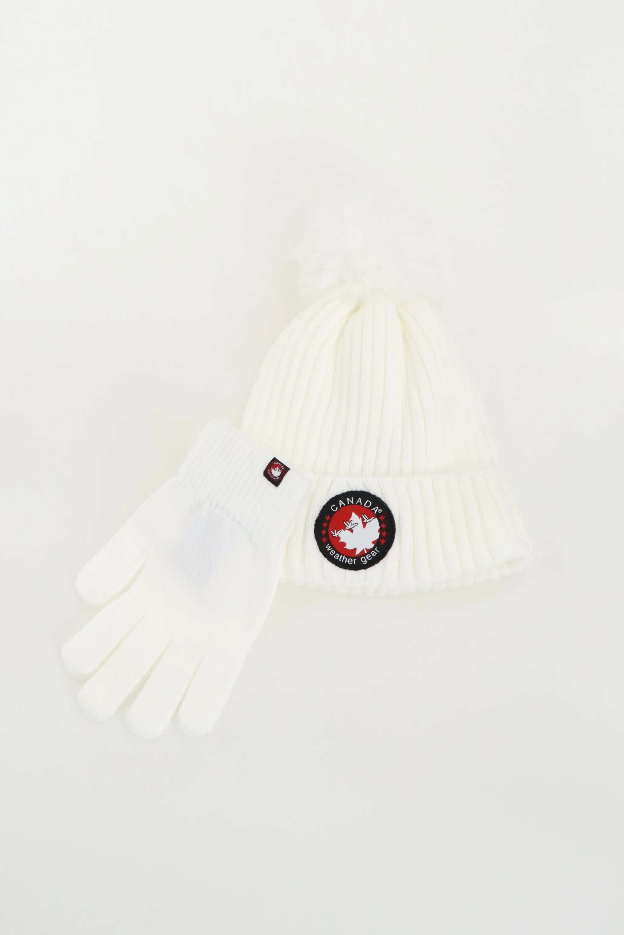 Canada Weather Gear Gloves and Pom Pom Hat - White - Image 4