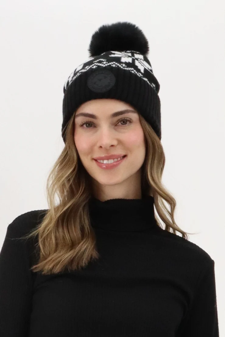 Canada Weather Gear Gloves and Pom Pom Hat - Black