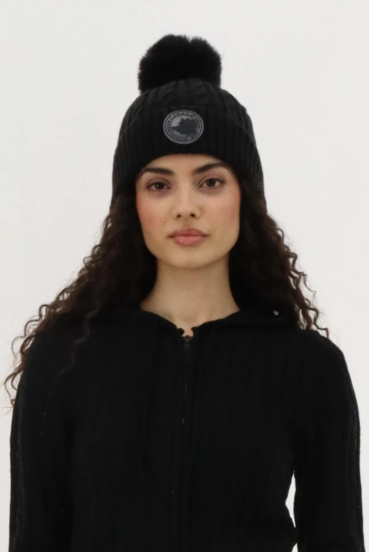 Canada Weather Gear Gloves and Cable Knit Hat - Black