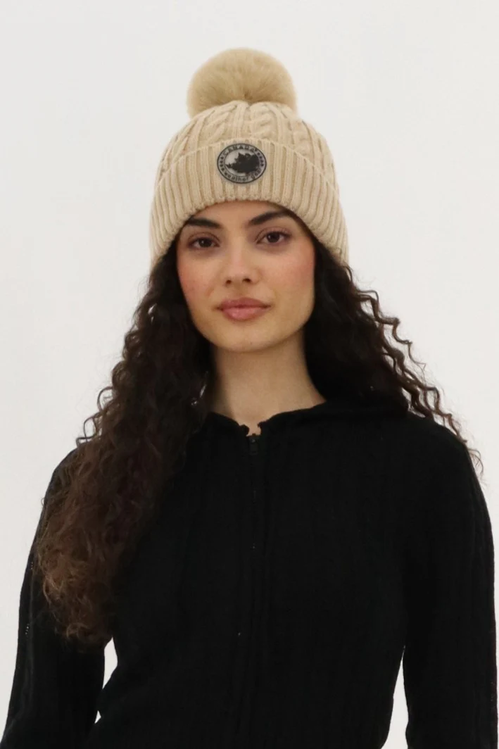 Canada Weather Gear Gloves and Cable Knit Hat - Beige