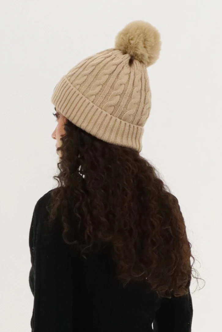 Canada Weather Gear Gloves and Cable Knit Hat - Beige - Image 3