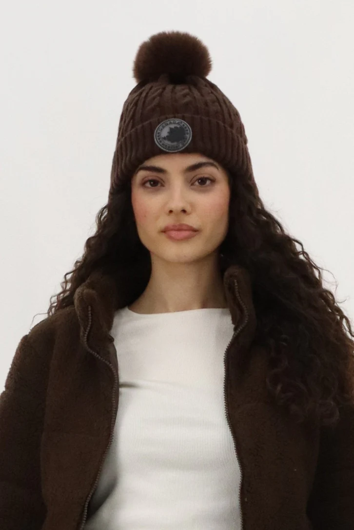 Canada Weather Gear Gloves and Cable Knit Hat - Brown