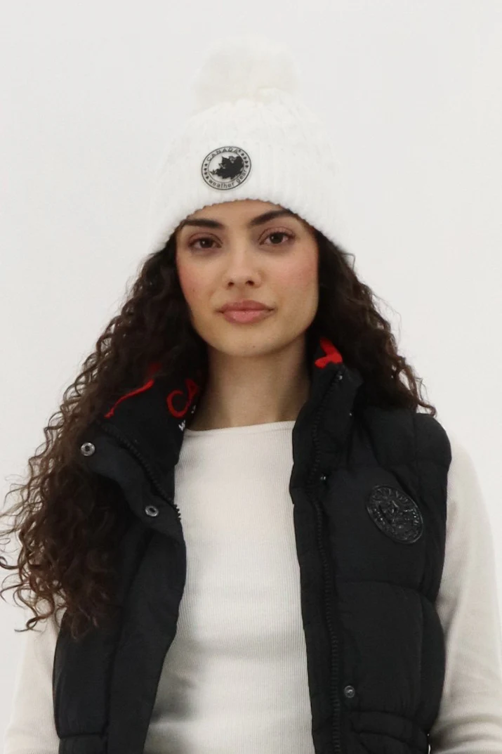 Canada Weather Gear Gloves and Cable Knit Hat - White