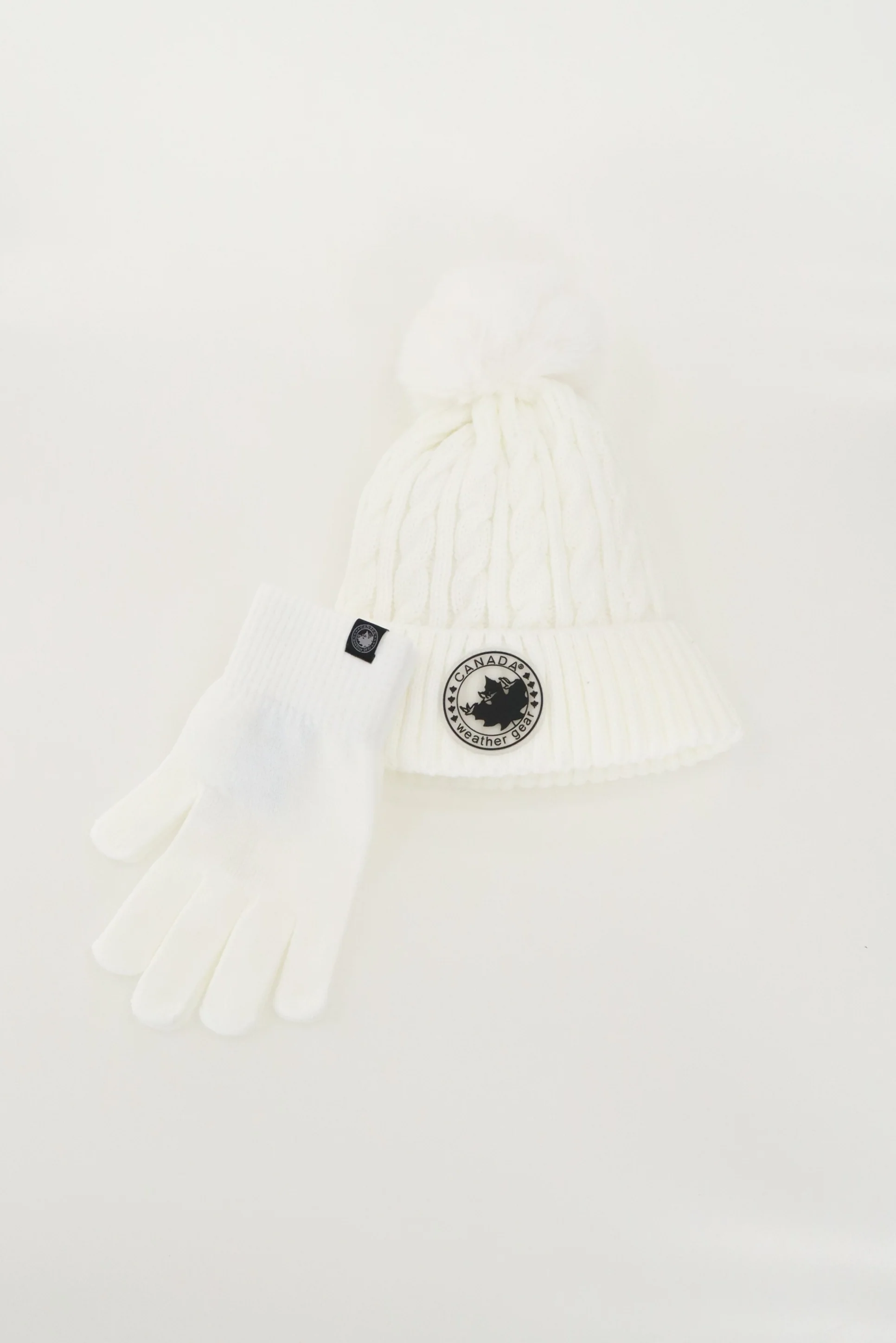 Canada Weather Gear Gloves and Cable Knit Hat - White - Image 4